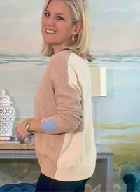 Color Block Mock Neck Sweater