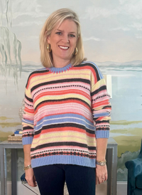 Mohair Stripe Whip Stitch Sweater