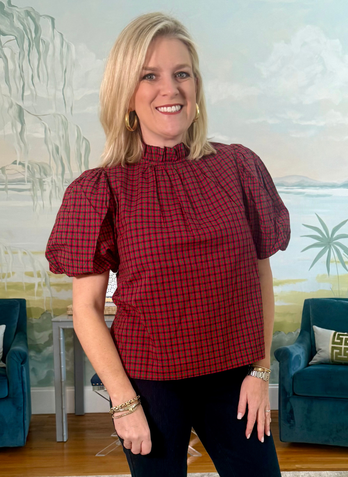 Mini Check Plaid Top