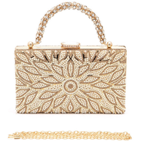 Rhinestone Handle Flower Box Clutch