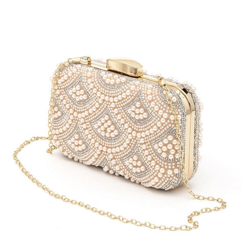 Pearl Rhinestone Design Evening Clutch