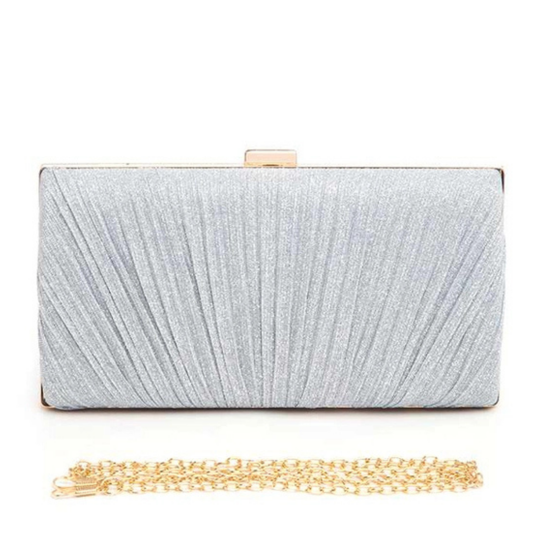 Metallic Pleated Party Clutch