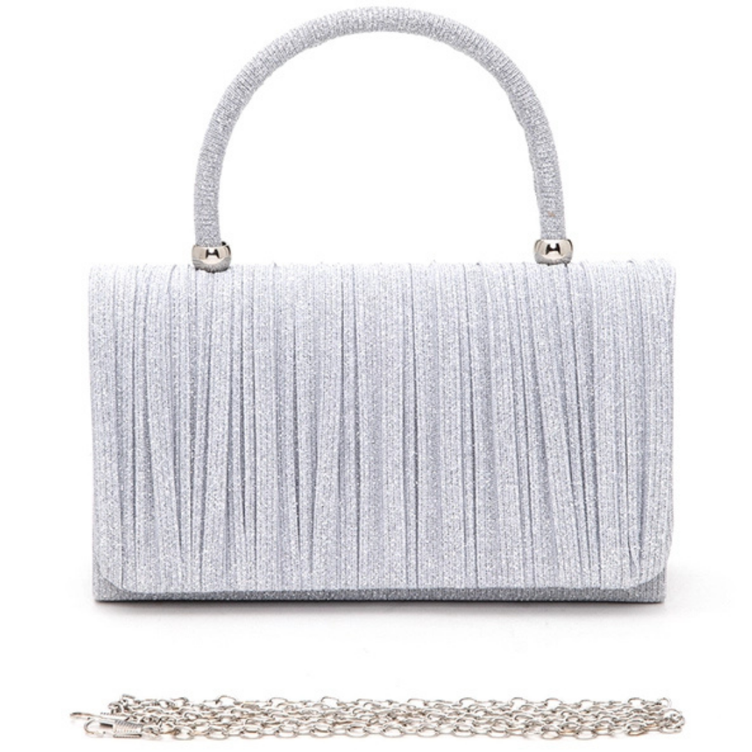Lurex Pleated Top Handle Evening Bag