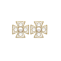 Byzantine Cross + Stone Earrings