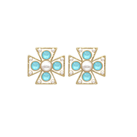 Byzantine Cross + Stone Earrings