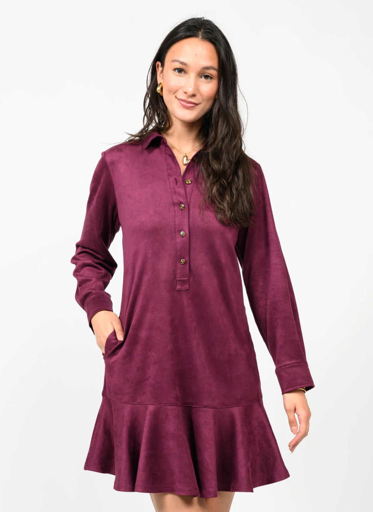 Suede Swing Shirt Dress