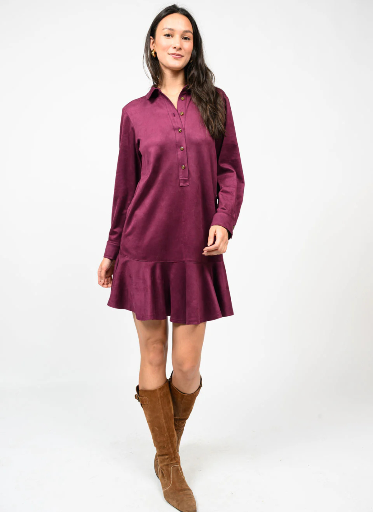 Suede Swing Shirt Dress