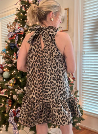 Leopard Jacquard Halter Dress