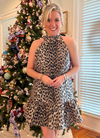 Leopard Jacquard Halter Dress