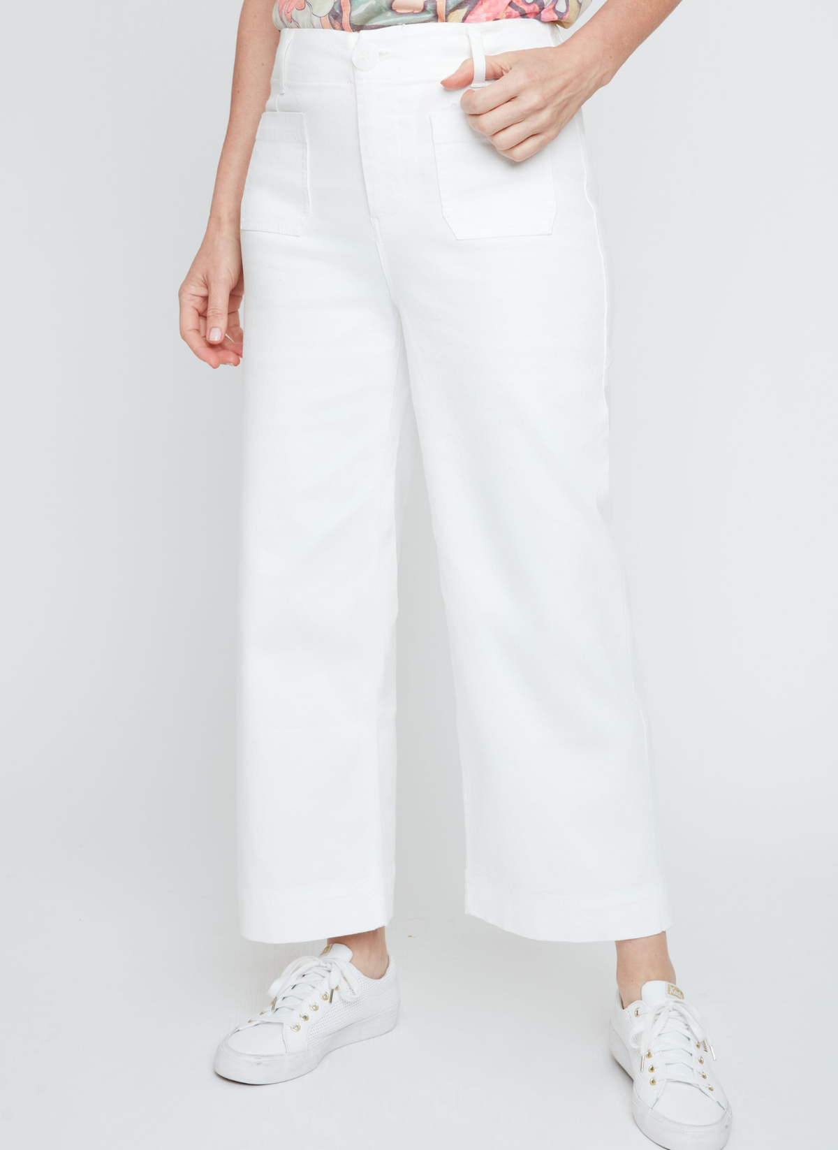 Crop Flare Pocket Pant- Creme
