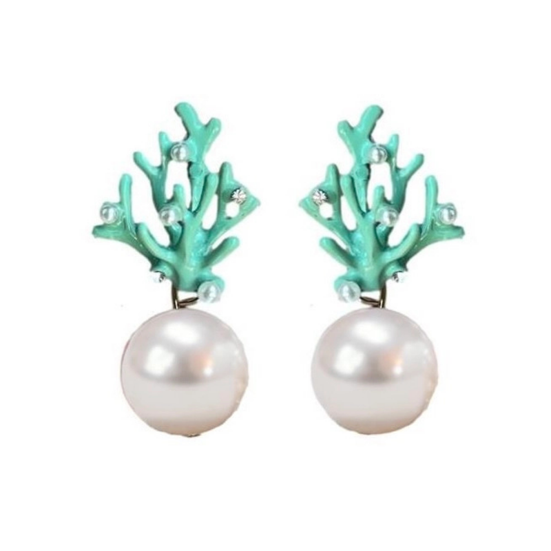 Pearl and Coral Mini Statement Earrings