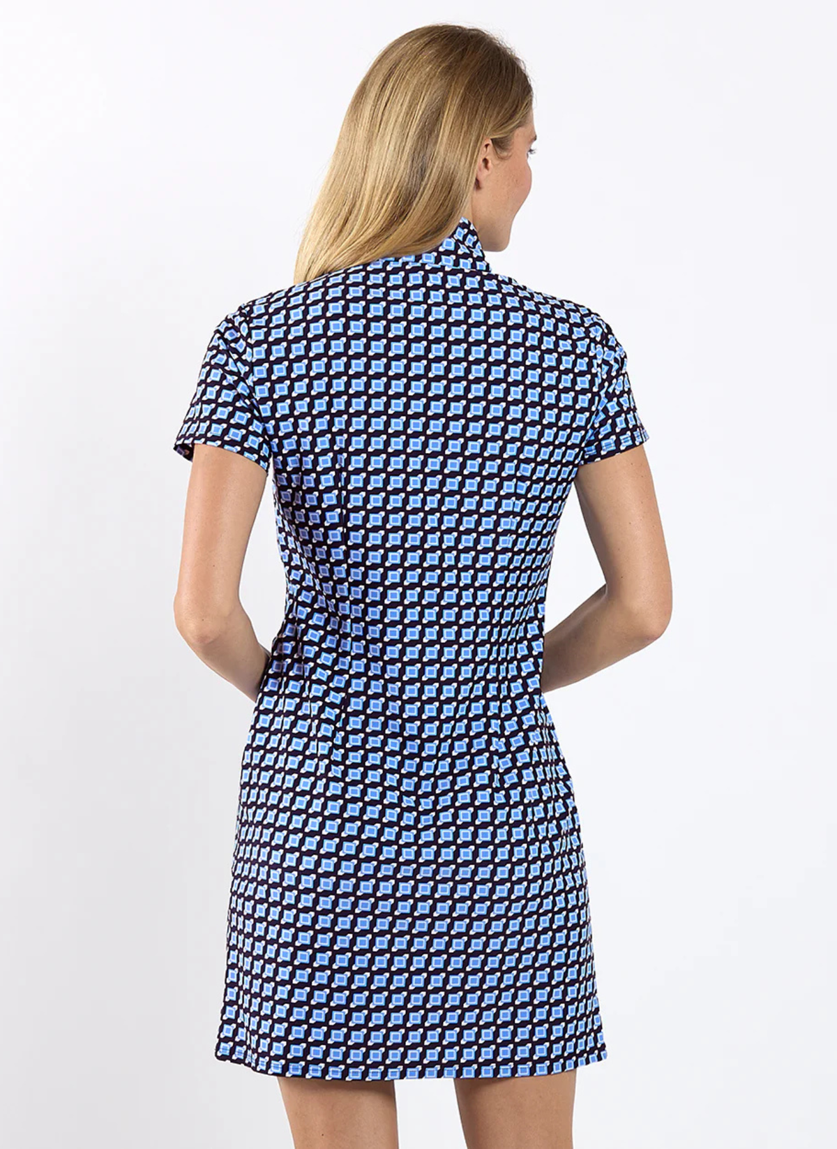 Alexia Dress- Square Dot Navy