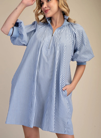 Banded Zip Neck Dress