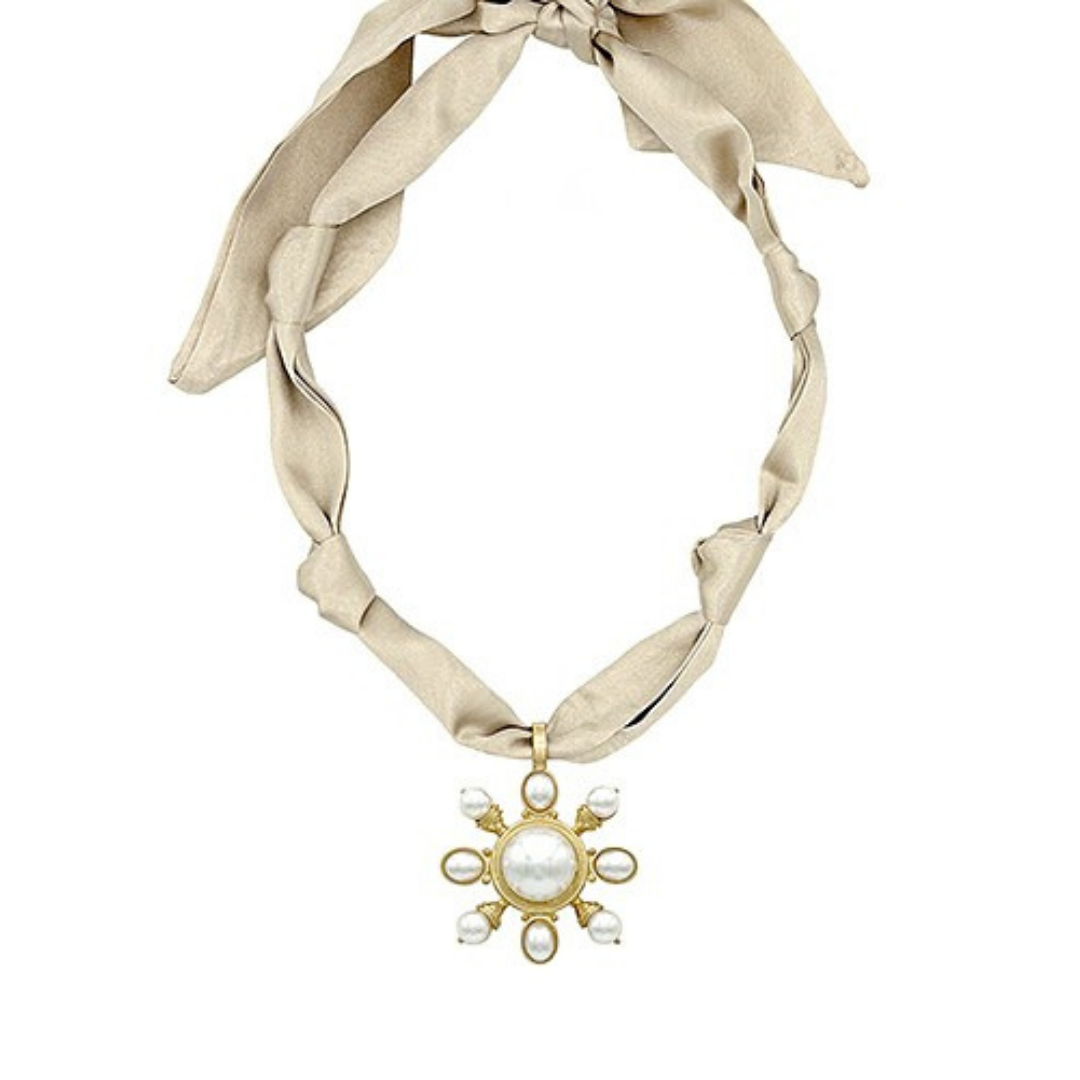 Sand Scarf Necklace w/ Pendant