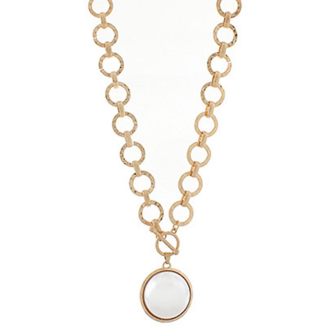 Pearl Dome Textured Chain Necklace