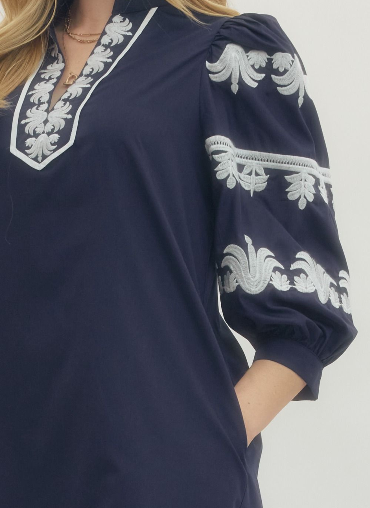 Embroidered Tunic Mini Dress