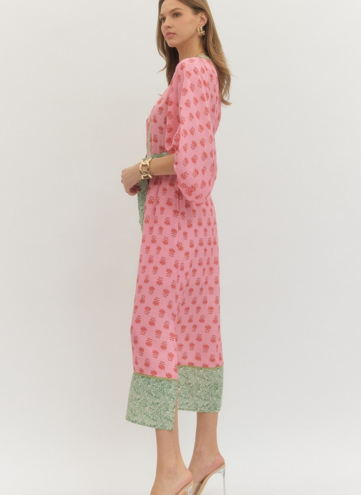 Garden Florals Block Print Midi Dress