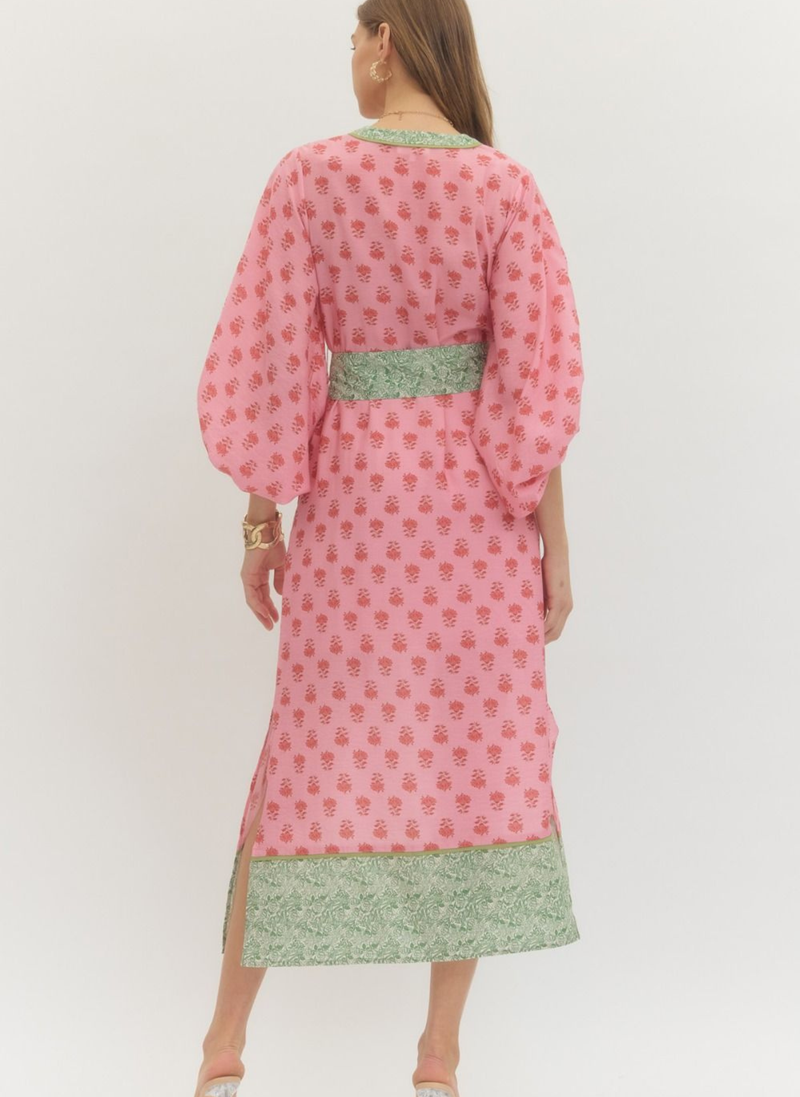 Garden Florals Block Print Midi Dress