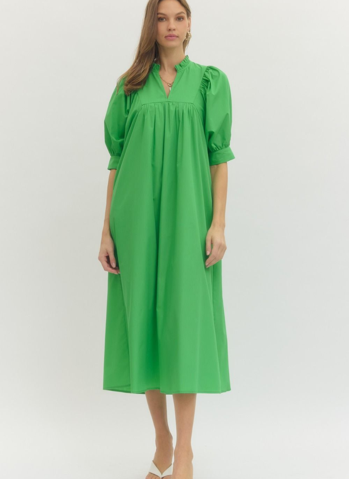 Effortless Puff Sleeve Midi Dress