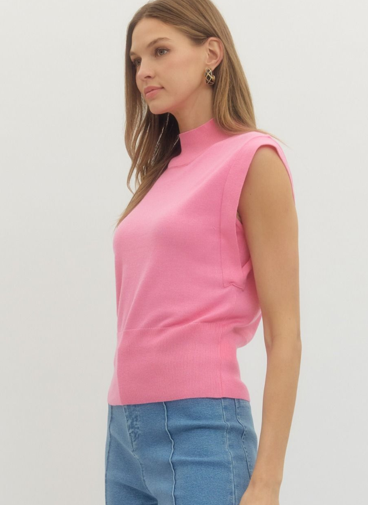 Banded Hem Mock Neck Sweater