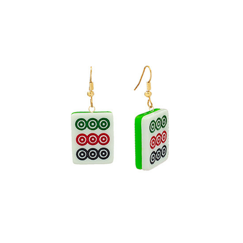 Mini Mahjong Tile Dangle Earrings