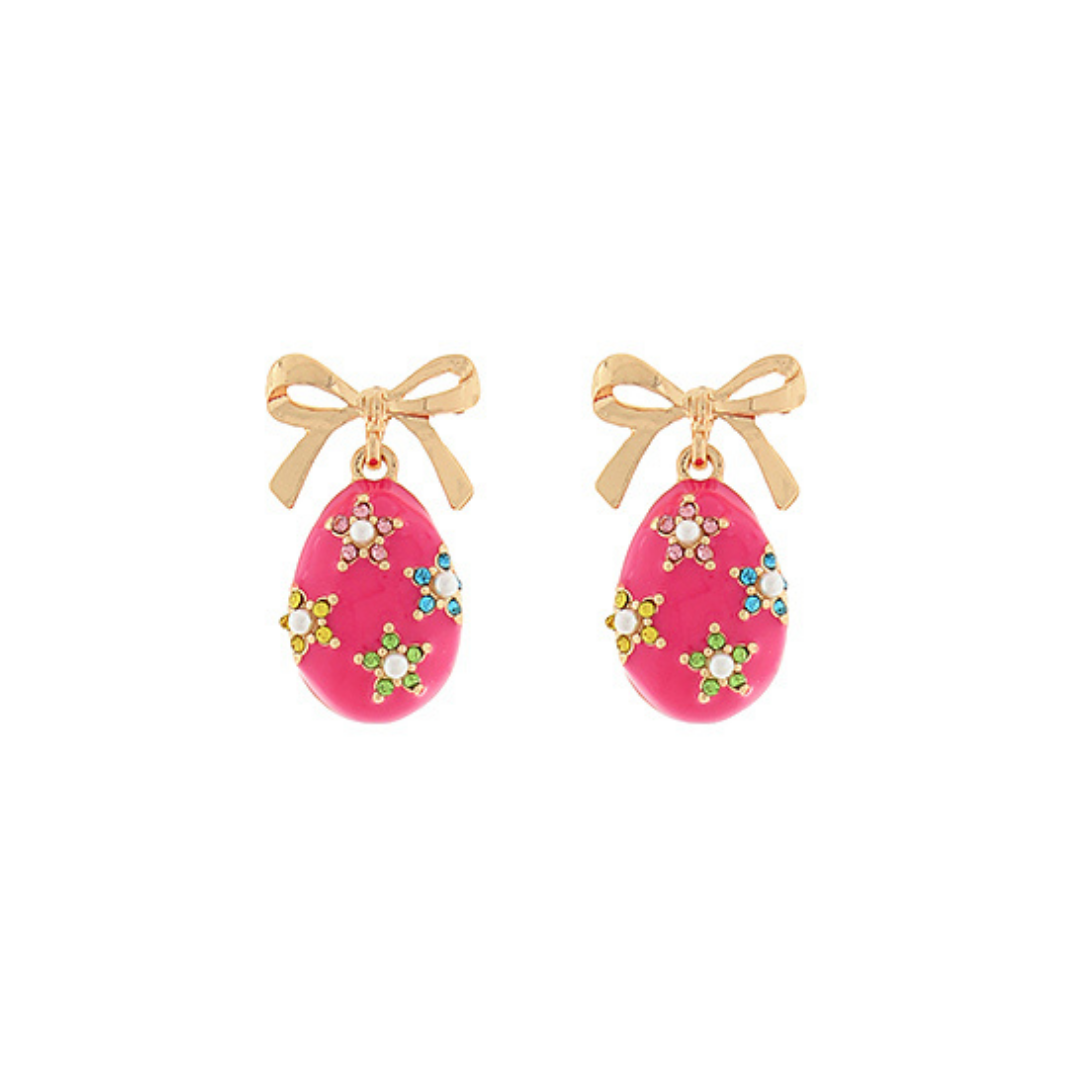 Easter Egg Drop Bow Earrings