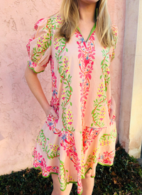 Floral Vines Scalloped Dress