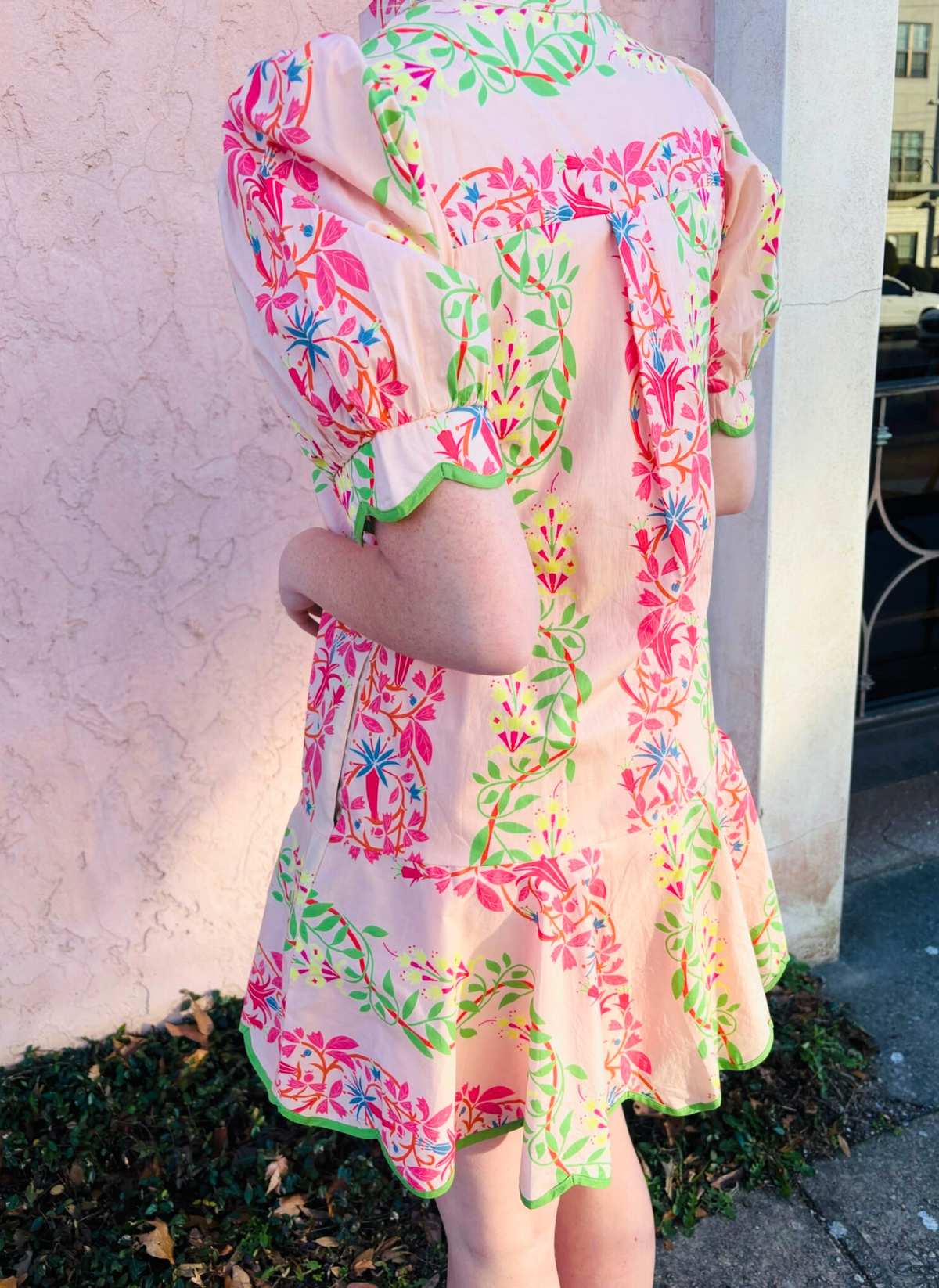 Floral Vines Scalloped Dress