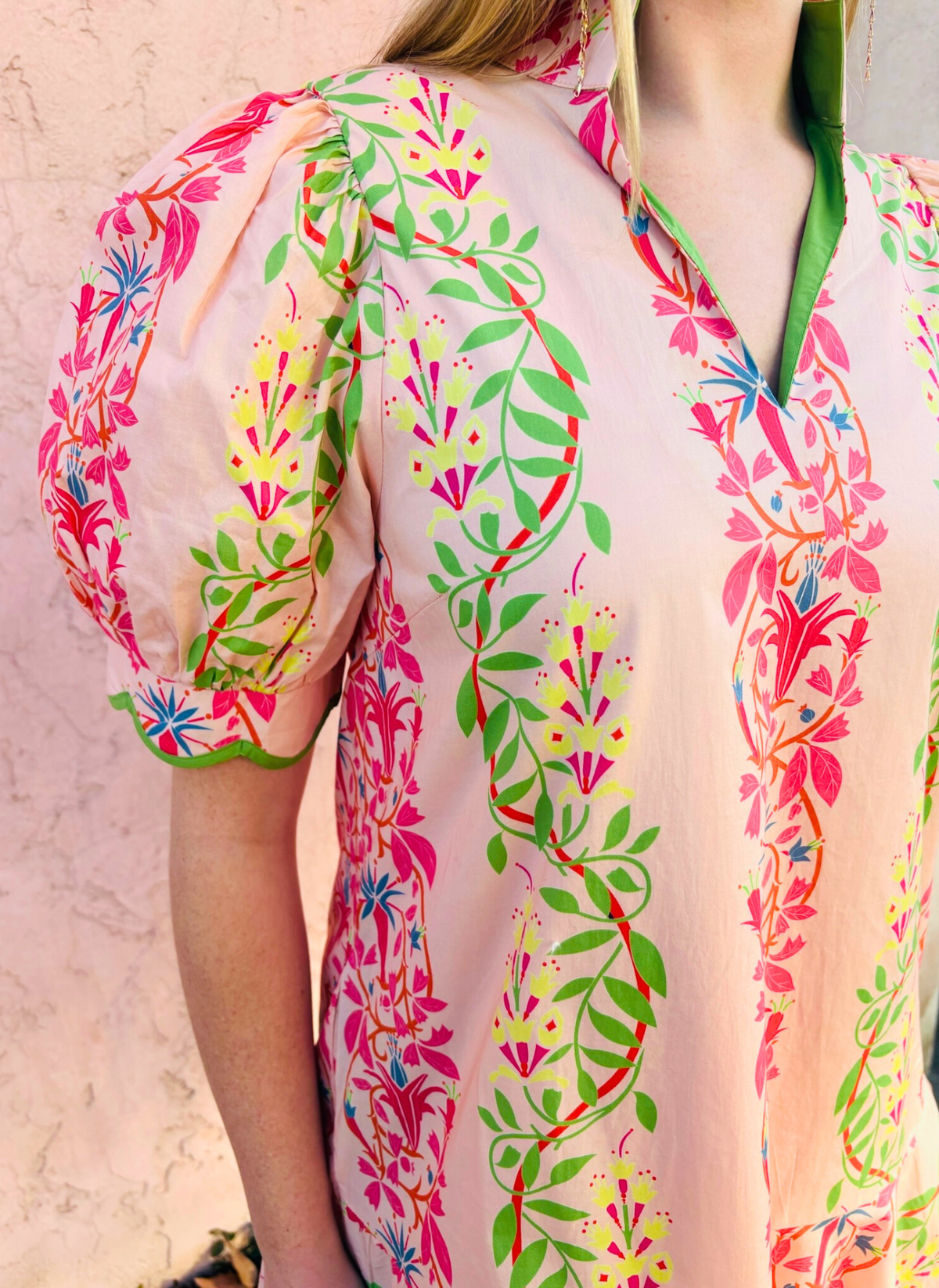 Floral Vines Scalloped Dress