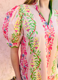 Floral Vines Scalloped Dress