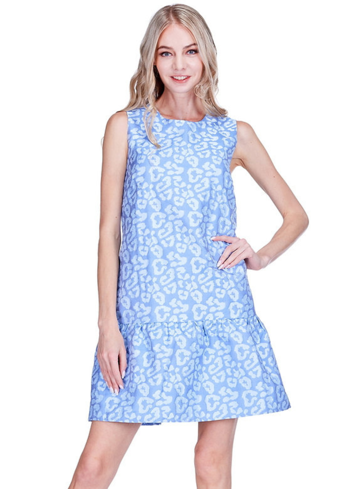 Leopard Jacquard Flounce Dress