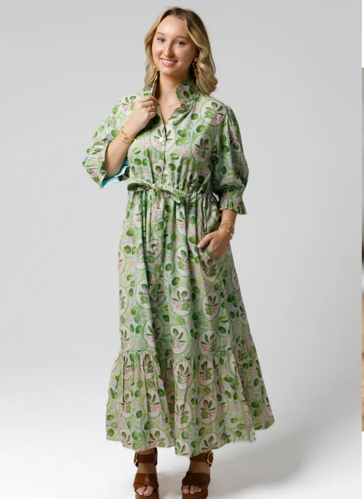 Catherine Dress- Key Limes in Blue