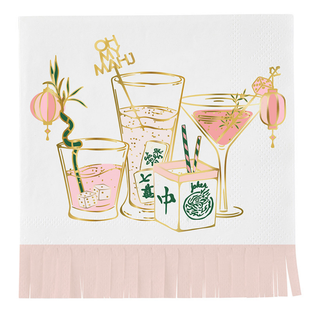 Gold Foil Fringe Mahjong Cocktail Napkins