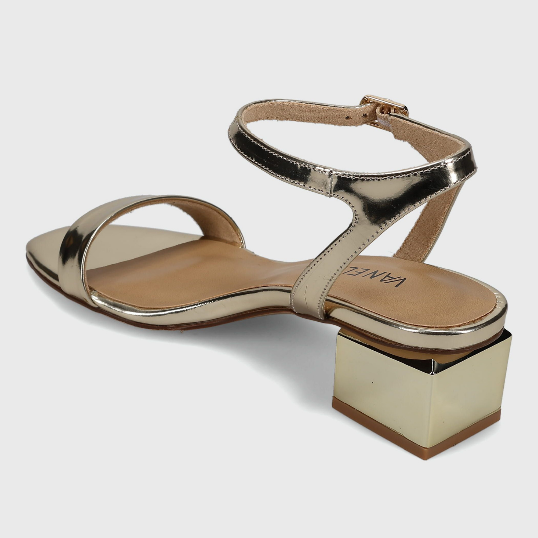 Cordie Square Heel Sandal - Platino