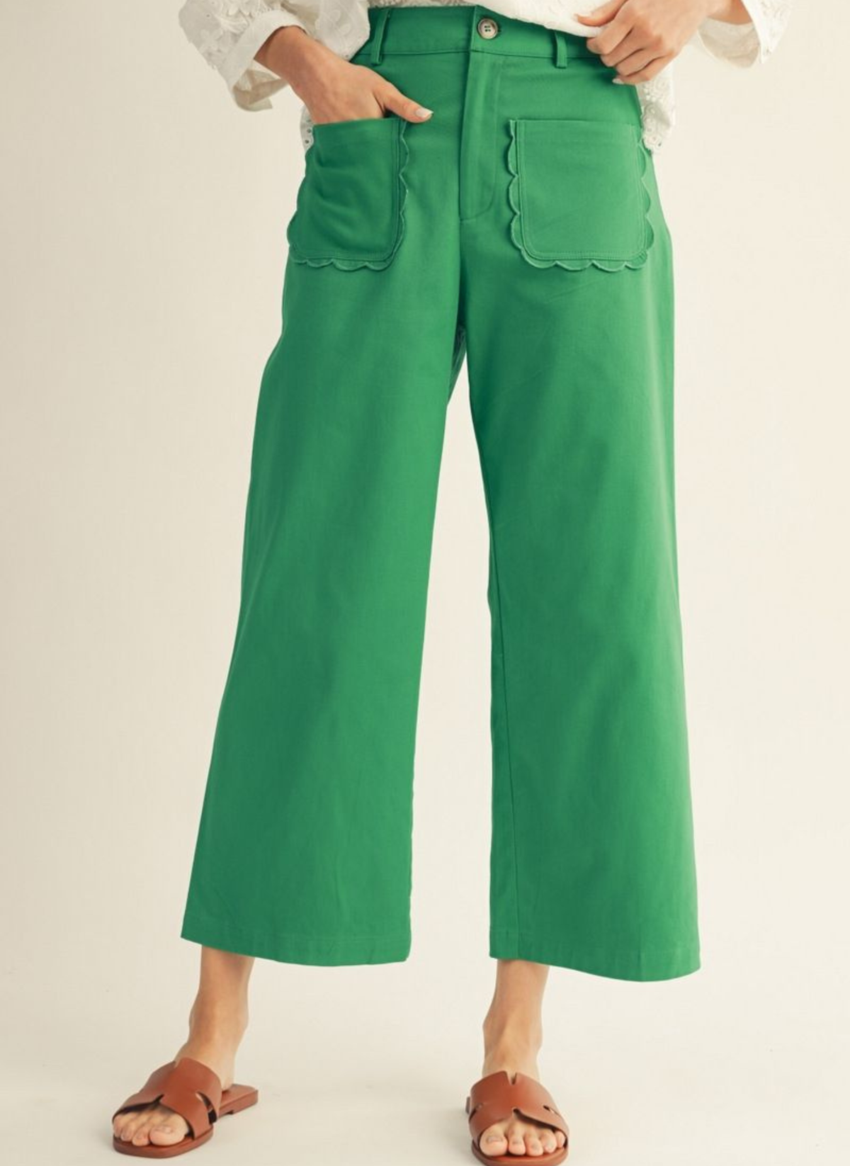 Jessie Scallop Pocket Wide Leg Pants