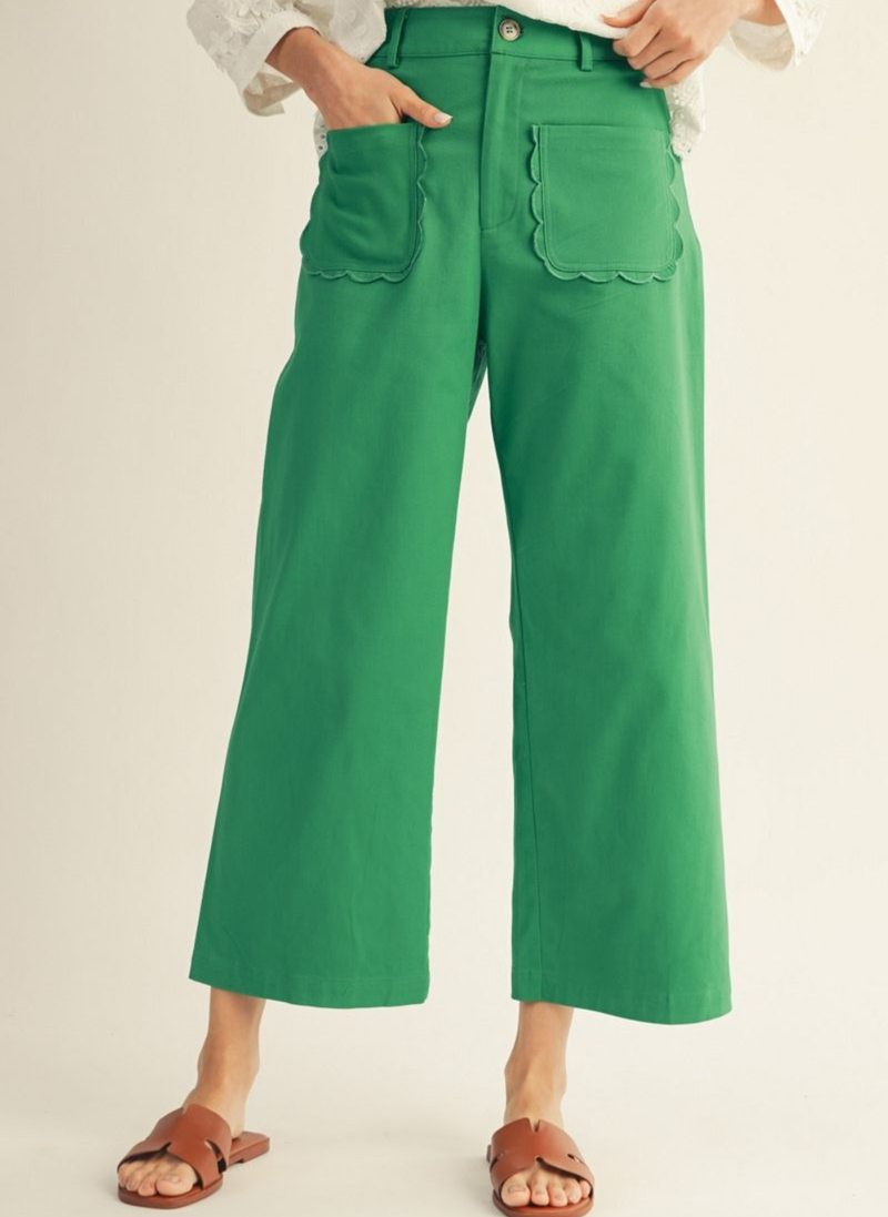Jessie Scallop Pocket Wide Leg Pants