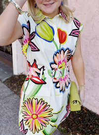 Arianna Printed Cap Sleeve Dress
