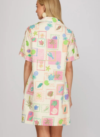 Postmarked Paradise Shirt Dress