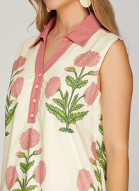 Blushing Bloom Collared Shift Dress