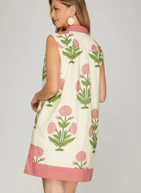 Blushing Bloom Collared Shift Dress