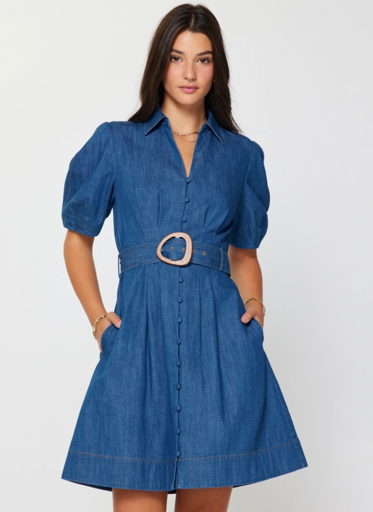 Debbie Denim Belted Dress