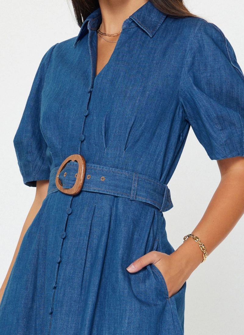 Debbie Denim Belted Dress