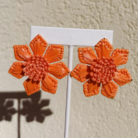 Wrapped Raffia Flower Earrings