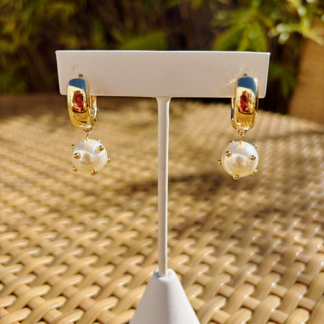 Embellished Pearl Drop Earrings