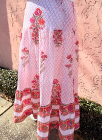 Floral Block Maxi Skirt - Orange Blossom