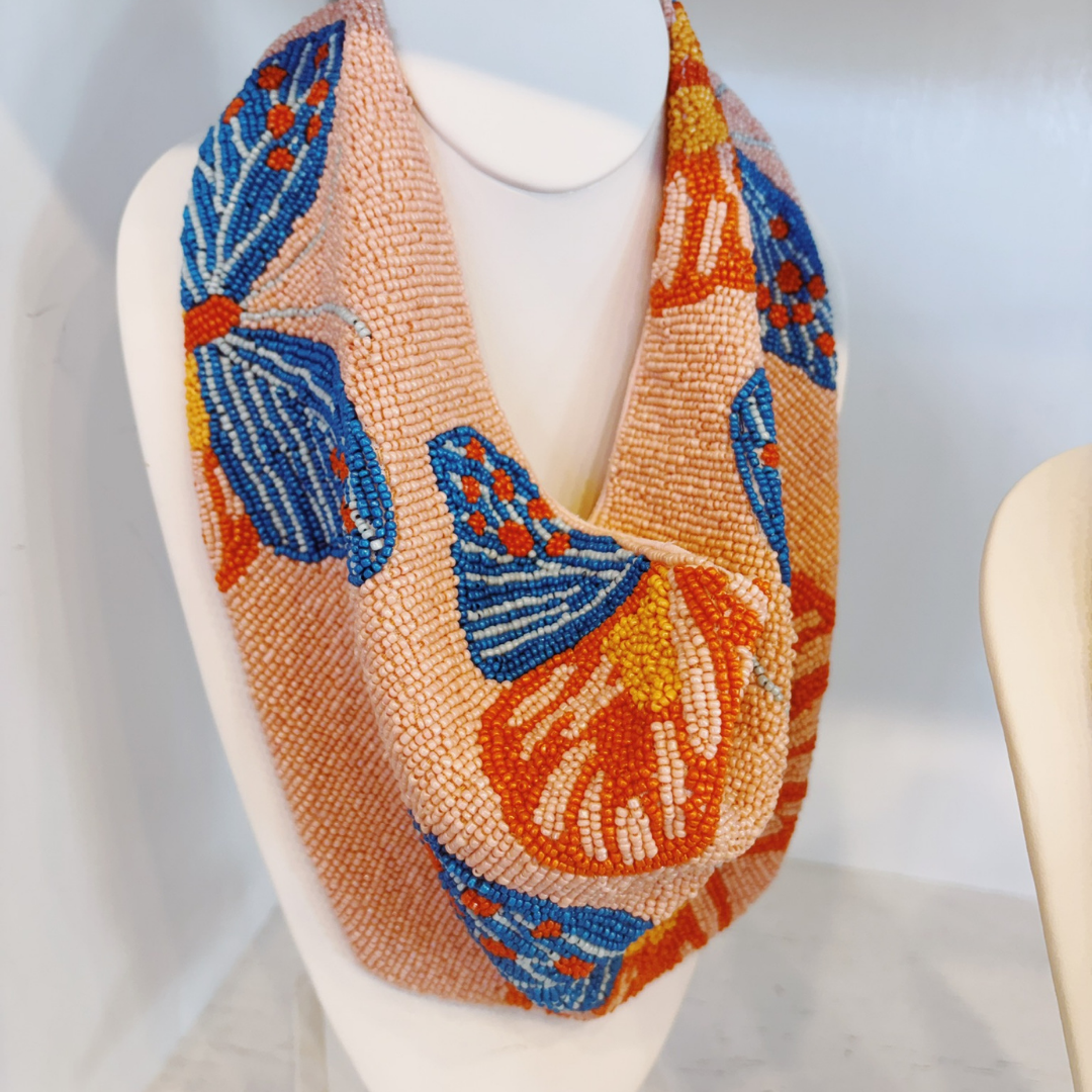 Butterfly Beaded Scarf Necklace