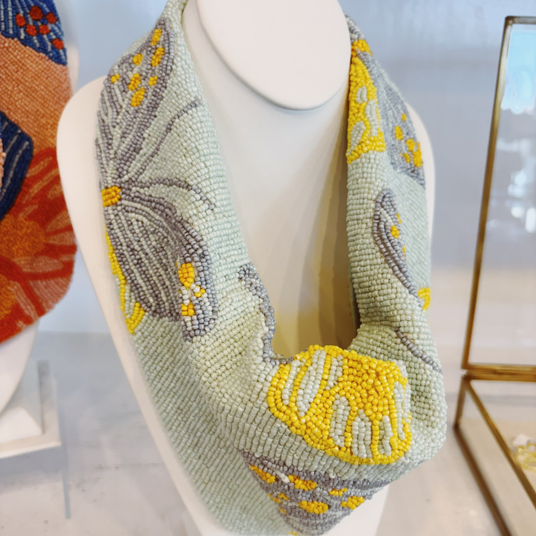 Butterfly Beaded Scarf Necklace