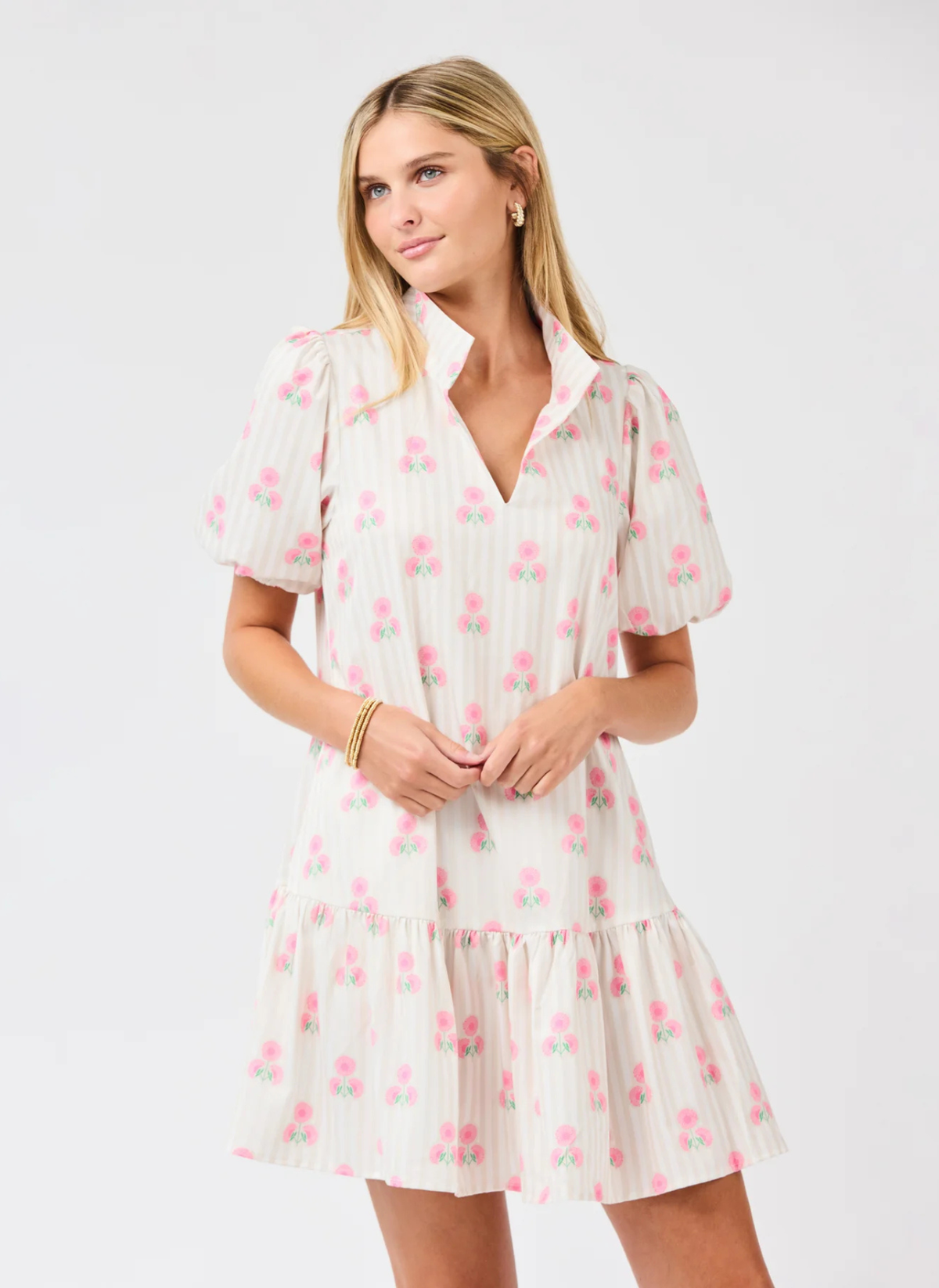 Nancy Dress- Sweetbriar Stripe Pink