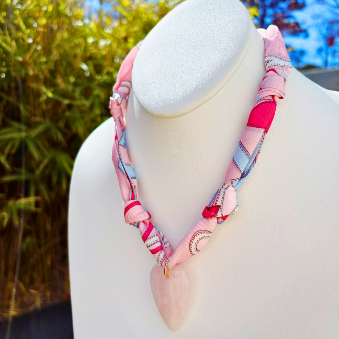 Stone Heart Scarf Necklace