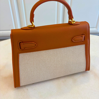 Linen Detail Mini Structured Handbag